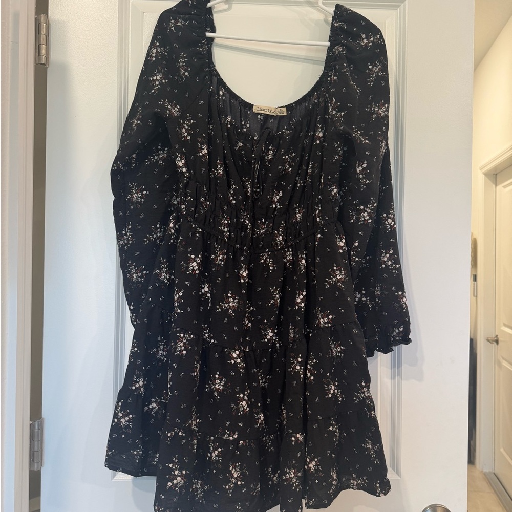 Floral Black Women's Dress